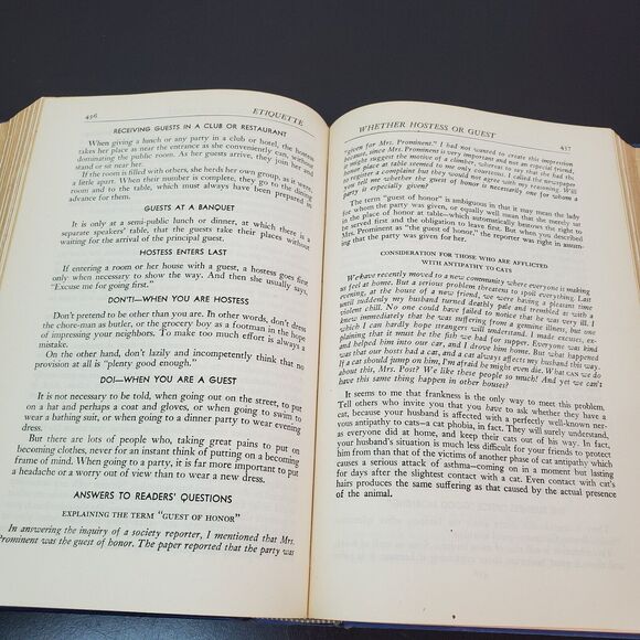 Etiquette by Emily Post : The Blue Book of Social Usage, Hardcover No DJ, 1945 - Picture 9 of 16